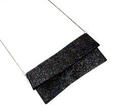 Black And Grey Beaded Envelope Bag