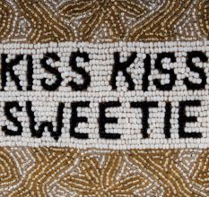 Kiss Kiss Sweetie Golden Beaded Purse Bag