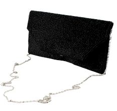 Formal Black Beaded Envelope Party Bag