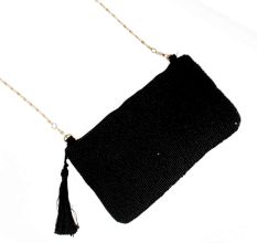 Black Beaded Purse With Chain