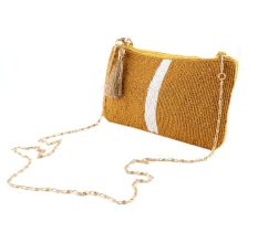 Beige Beaded Evening Purse Handbag