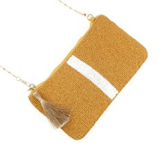 Beige Beaded Evening Purse Handbag