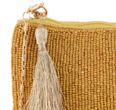 Beige Beaded Evening Purse Handbag