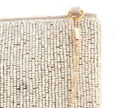 White Beaded Party Bag Or Purse And Tassel