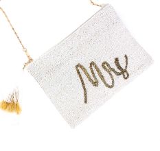 White Mrs Beaded Cross Body Sling Bag