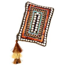 Oversized Clutch Bag With Silver Coin and Bronze Metal Hardware