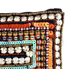 Oversized Clutch Bag With Silver Coin and Bronze Metal Hardware