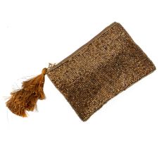 Sparkling Golden Beaded Bag With Tassel