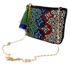 Black Colorful Star Beaded Handbag