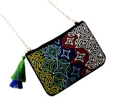 Black Colorful Star Beaded Handbag