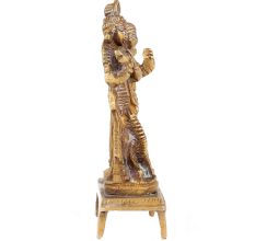 Brass Radha Krishna Statue On Chowki