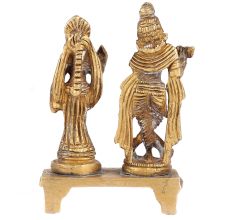 Brass Radha Krishna Statue On Chowki