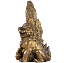 Pair of Brass Chinese Lions Stone Guardian Statue