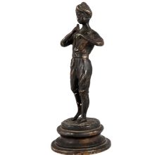 Brass Statue Of Boy Playing Flute