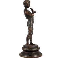 Brass Statue Of Boy Playing Flute