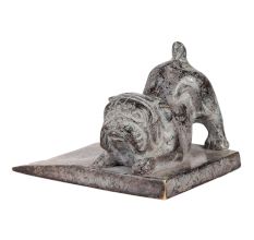 Brass Dog Door Stopper In Antique Finish