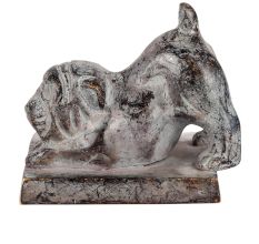 Brass Dog Door Stopper In Antique Finish