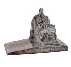 Brass Dog Door Stopper In Antique Finish