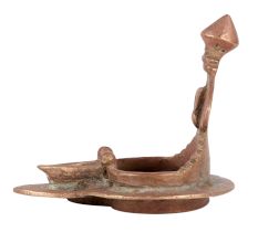 Brass Ganesha Diya In Abstract Form