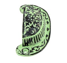 Lime Green Distressed Floral D Pull Iron Handle