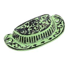 Lime Green Distressed Floral D Pull Iron Handle