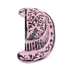 Pink Distressed Floral D Pull Iron Handle