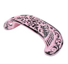Pink Distressed Floral D Pull Iron Handle