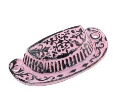 Pink Distressed Floral D Pull Iron Handle