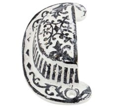 White Distressed Floral D Pull Iron Handle