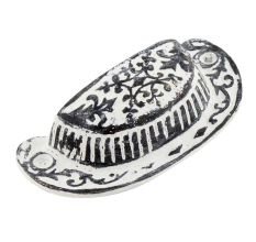 White Distressed Floral D Pull Iron Handle