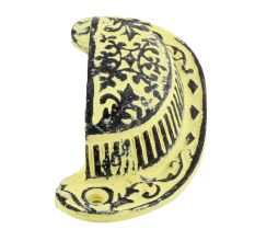 Yellow Distressed Floral D Pull Iron Handle