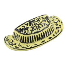 Yellow Distressed Floral D Pull Iron Handle