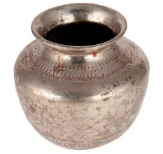 Brass Big Matka With Simple Engravings And Nickel Polish