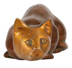 Brass Sitting Cat Statue