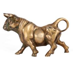 Brass Wall Street Bull Figurine