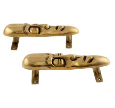 Golden Tribal Man Face Brass Door Handles In Pair