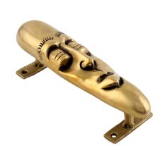 Tribal Man Face Design Brass Door Handle