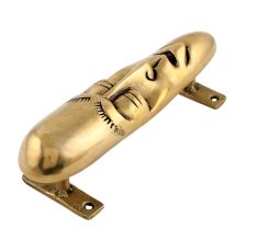Tribal Man Face Design Brass Door Handle