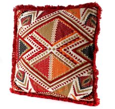 Red Hand woven Embroidery Cotton Pillow Cover