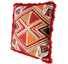 Red Hand woven Embroidery Cotton Pillow Cover