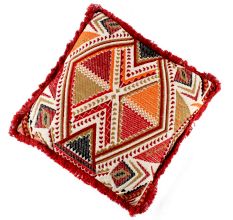Red Hand woven Embroidery Cotton Pillow Cover