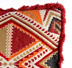 Red Hand woven Embroidery Cotton Pillow Cover