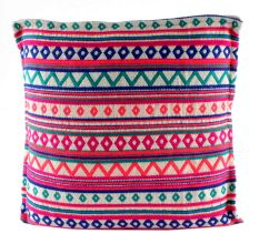 Pink Acrylic Cotton Handloom Cushion Cover