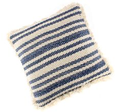 Blue And White Striped Cotton Cushion Cover