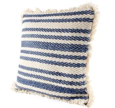 Blue And White Striped Cotton Cushion Cover