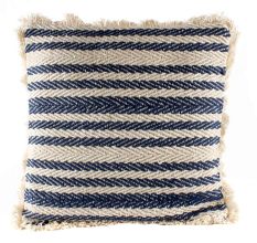 Blue And White Striped Cotton Cushion Cover