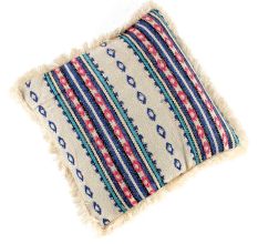 White Aztec Pattern Square Crochet Cushion Cover