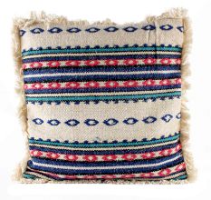 White Aztec Pattern Square Crochet Cushion Cover