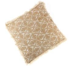 Fringe Leaf Pattern Beige Throw Cushion Cover