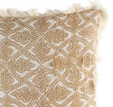 Fringe Leaf Pattern Beige Throw Cushion Cover